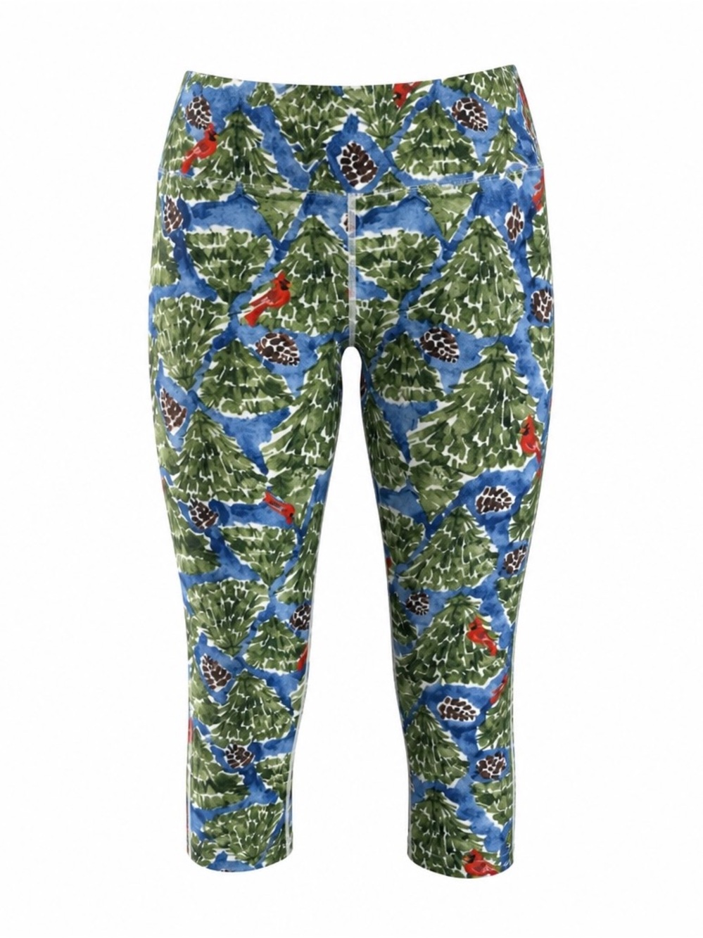 Britt Mills Christmas Cardinal Print Leggings with Pinecones Sz Large